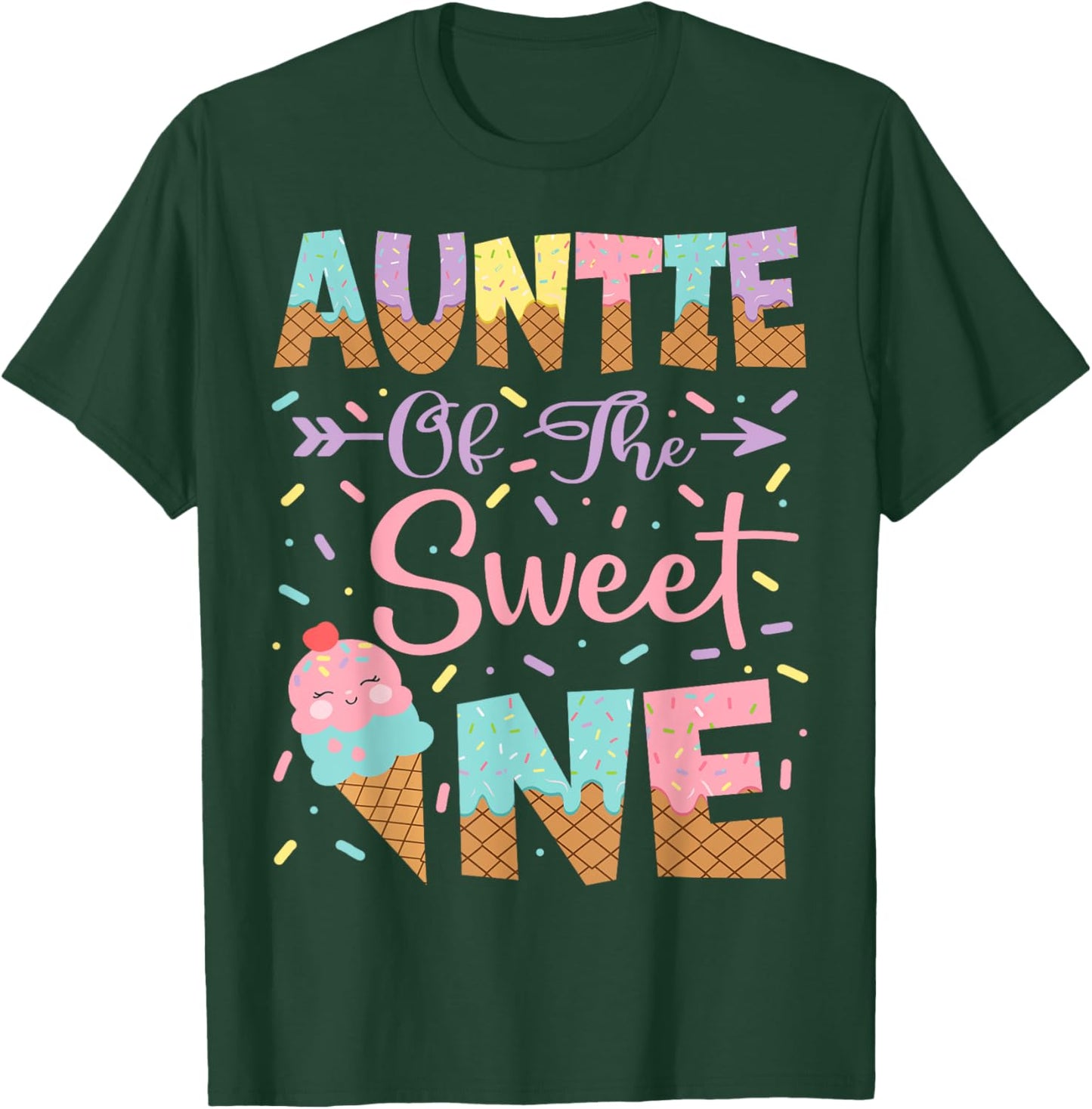 Auntie Of The Sweet One Ice Cream 1St Birthday Girl T-Shirt - T-Shirt | Forest