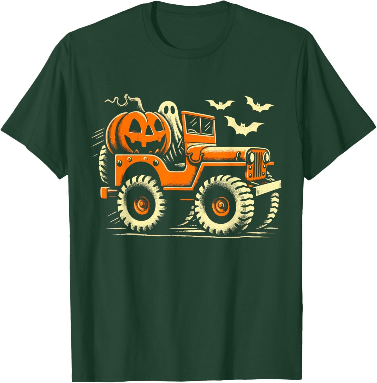 Halloween Monster Truck Ghost T-Shirt - T-Shirt | Forest