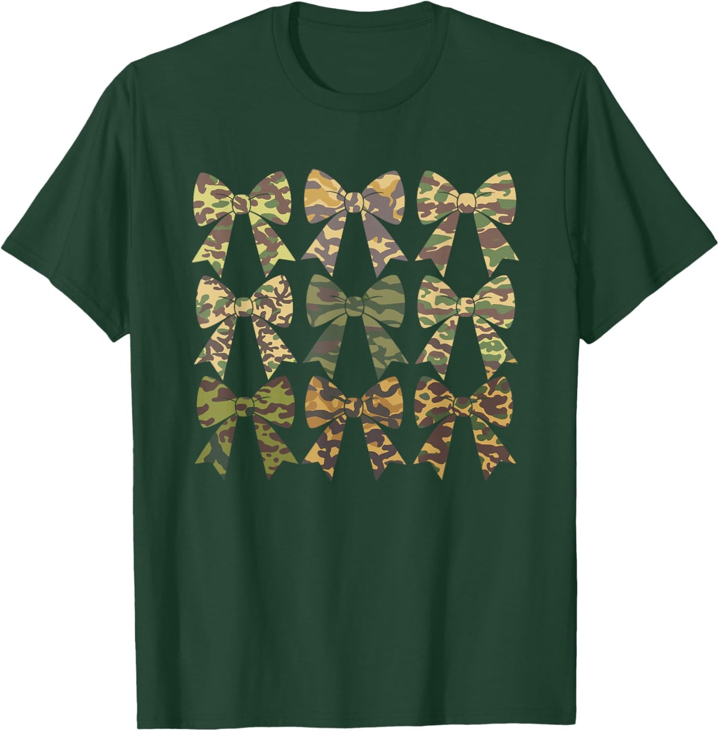 Camouflage Old Camo Bow Camo Coquette Bow Hunting Women Girl T-Shirt - T-Shirt | Forest
