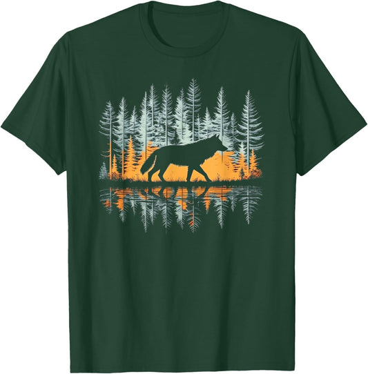 Cool Graphic Wolf Nature - -Adults & Kids, Black, Small, Short Sleeve T-Shirt - T-Shirt | Forest