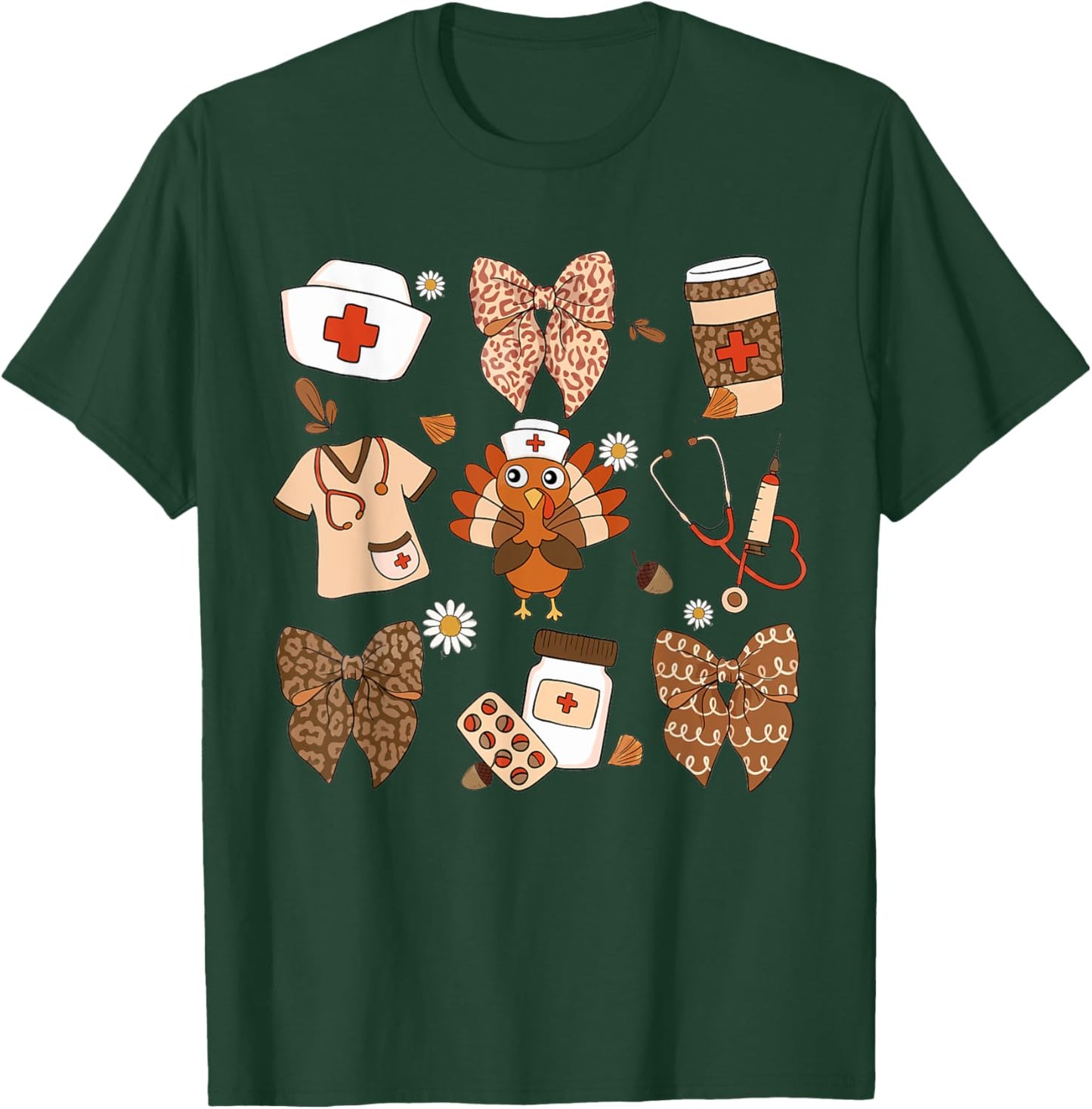 Nurse Thanksgiving RN CNA Emergency Department Medical Team T-Shirt - T-Shirt | Forest