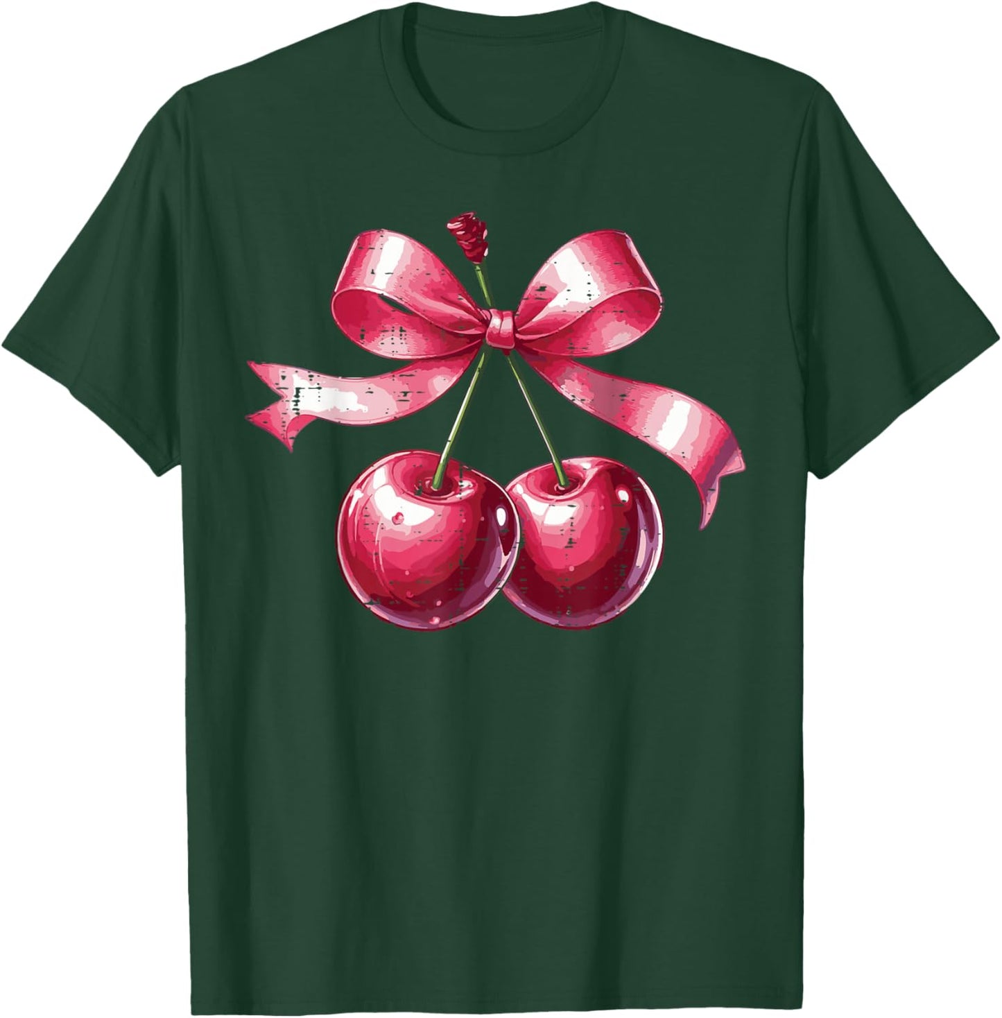 Cherry With Pink Ribbon Funny Saying Women Girls Kids Youth T-Shirt - T-Shirt | Forest