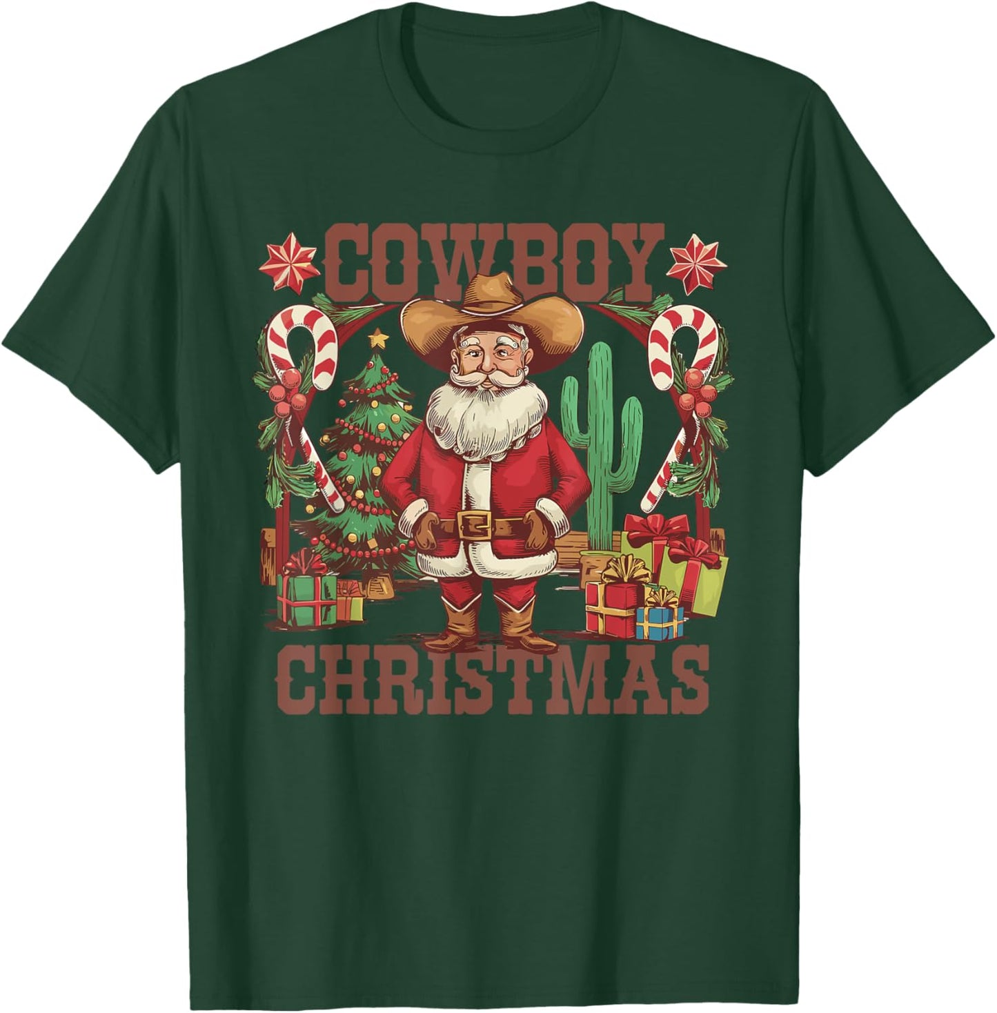 Retro Santa Claus Cowboy Christmas Howdy Rodeo Western T-Shirt - T-Shirt | Forest