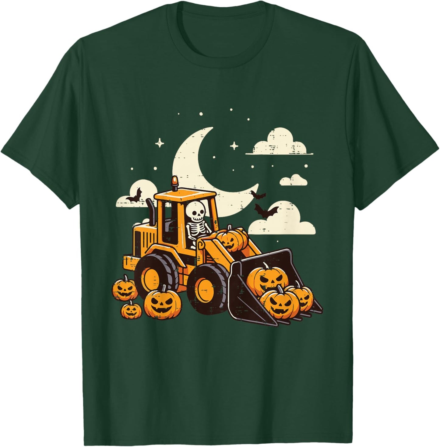 Kids Bulldozer Construction Pumpkin Halloween Toddler Boys Kids T-Shirt - T-Shirt | Forest