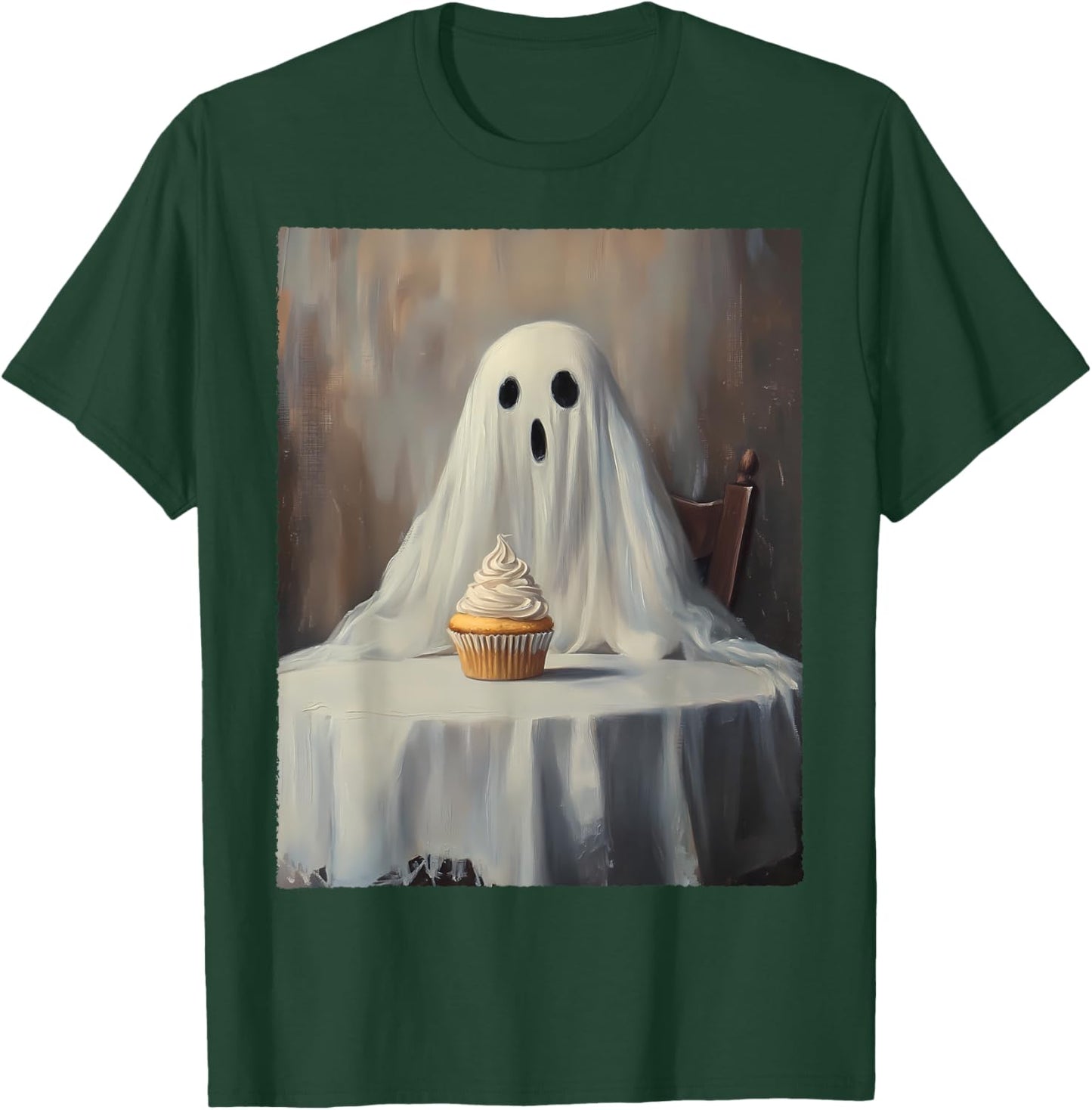 Halloween Costume Spooky Ghost Eating Cupcake Funny Cake T-Shirt - T-Shirt | Forest