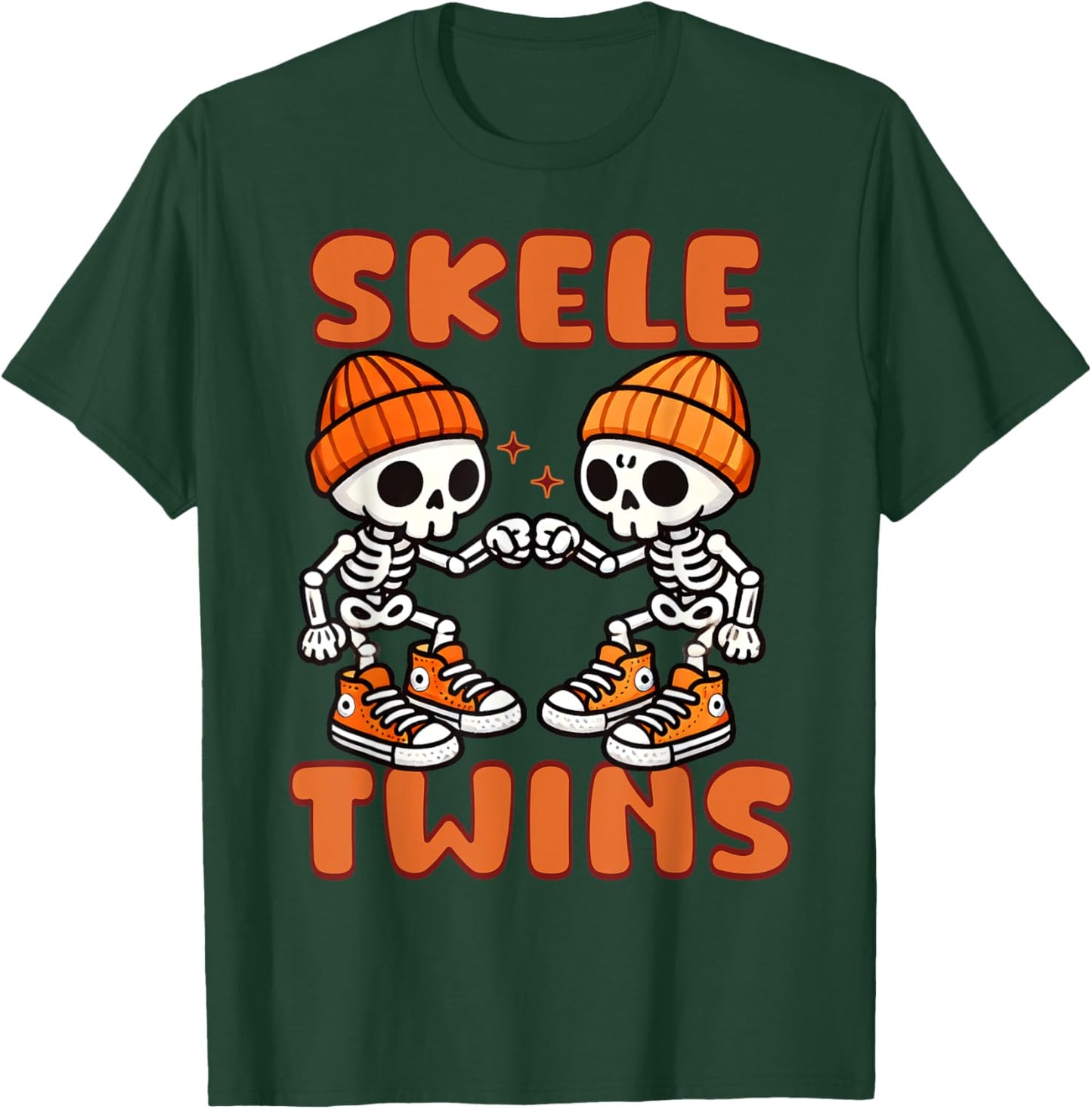 Twin Boys Twinning Halloween Best Friend Matching Skeleton T-Shirt - T-Shirt | Forest