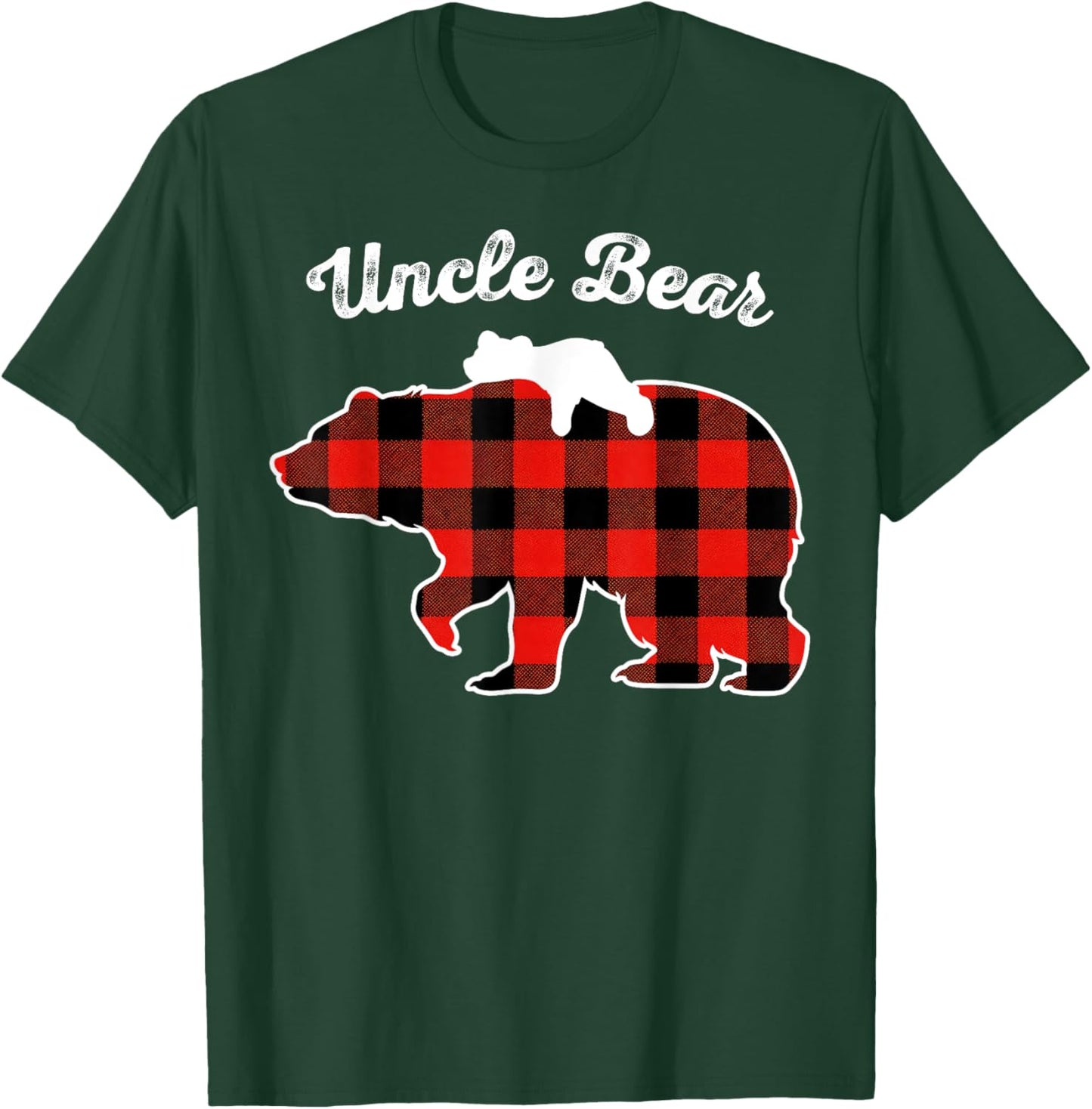 Uncle Bear Flannel Red Plaid Pajama Family Matching XMAS T-Shirt - T-Shirt | Forest