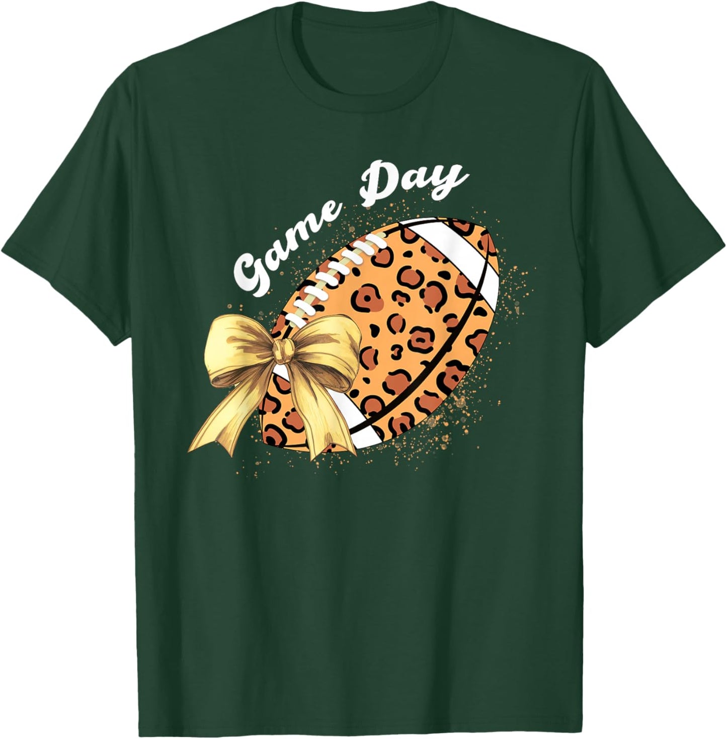 Vintage Game Day Leopard American Football Season Women Girl T-Shirt - T-Shirt | Forest