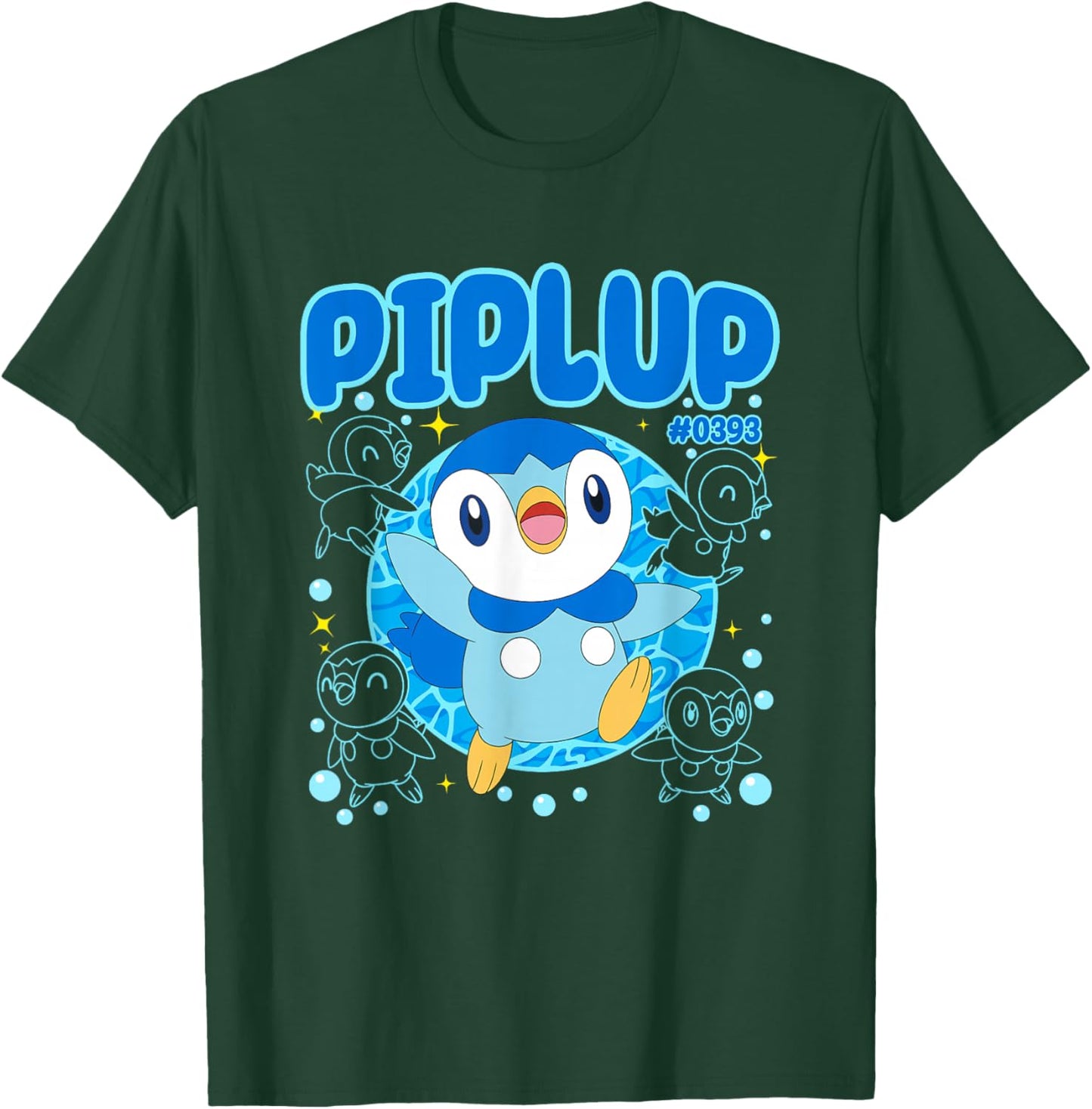 Pokémon Cute Happy Piplup #0393 Collage Big Chest Poster T-Shirt - T-Shirt | Forest