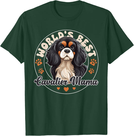Cavalier King Charles Spaniel Dog World's Best Cavalier Mama T-Shirt - T-Shirt | Forest