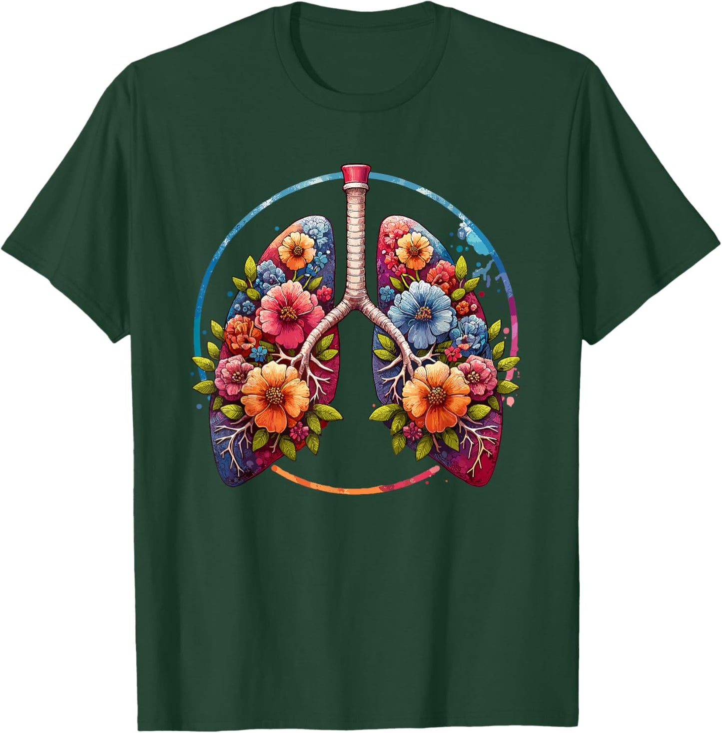 Floral Lung Respiratory Therapist T-Shirt - T-Shirt | Forest