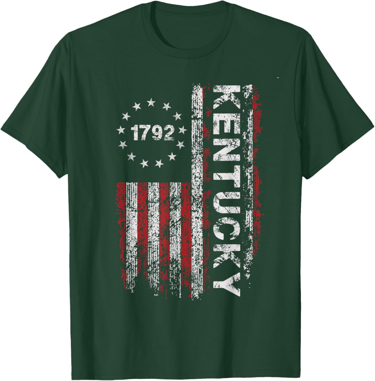 1792 Kentucky State US Flag Vintage Women Youth T-Shirt - T-Shirt | Forest