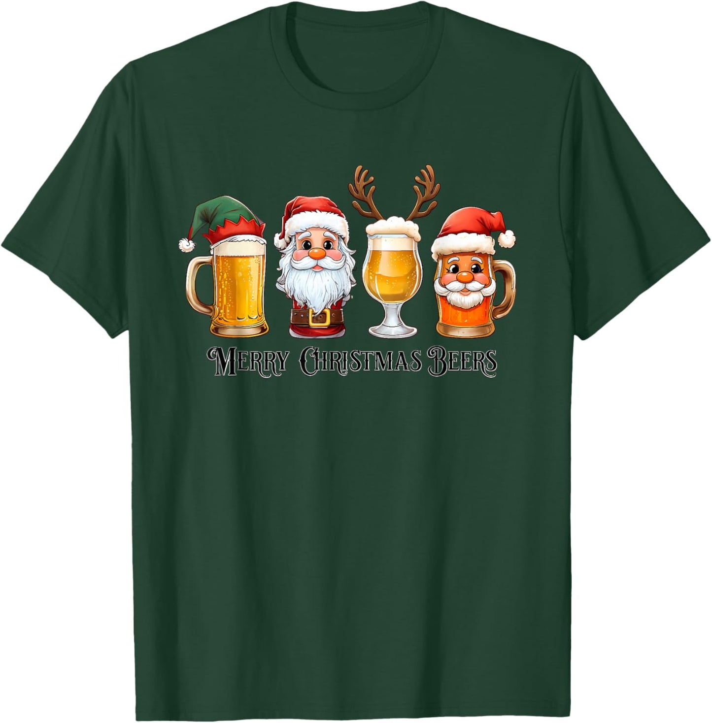 Christmas Drinking Merry Christmas Santa Beer T-Shirt - T-Shirt | Forest