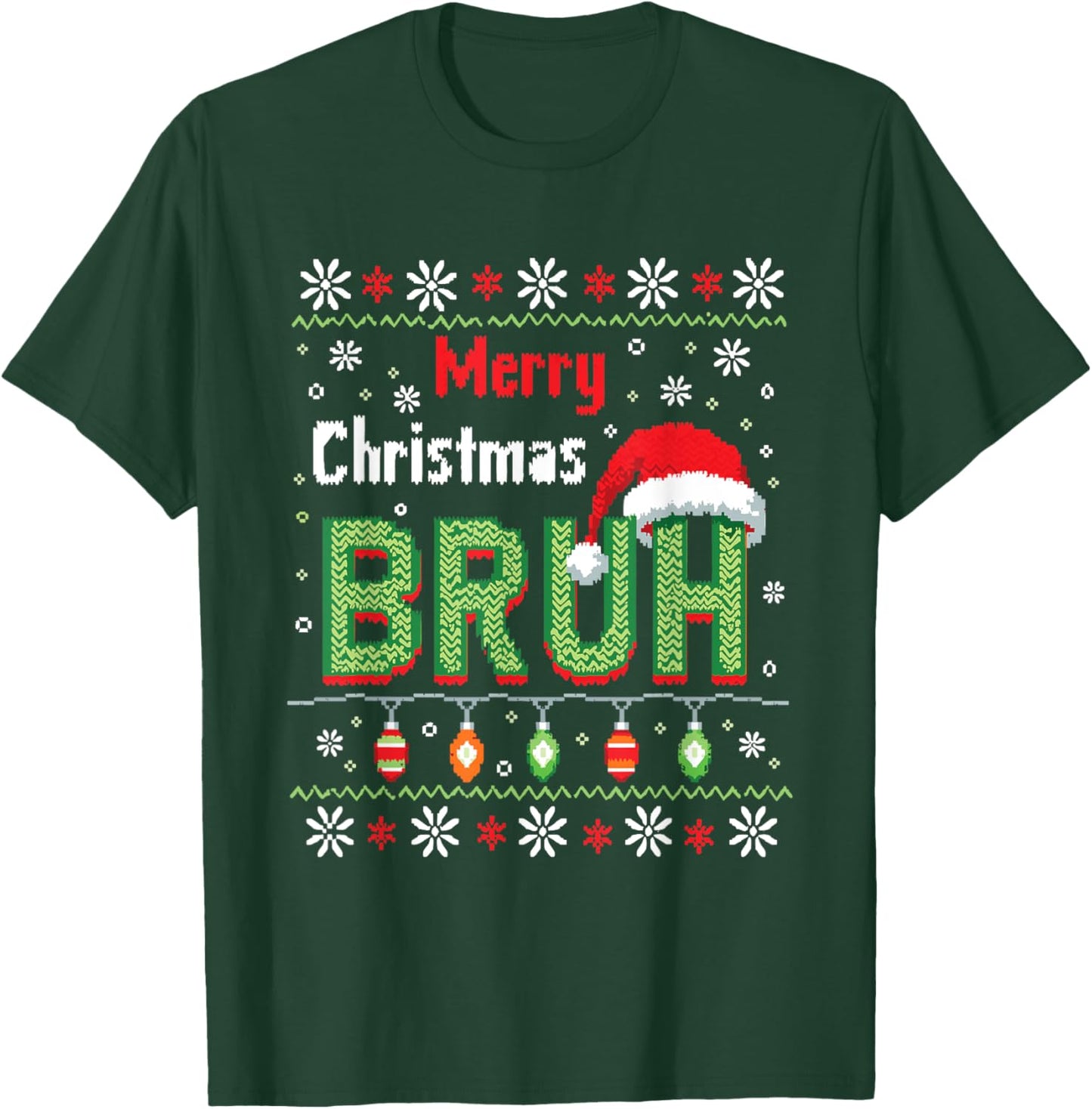 Merry Christmas Bruh Funny Meme Xmas Celebration T-Shirt - T-Shirt | Forest