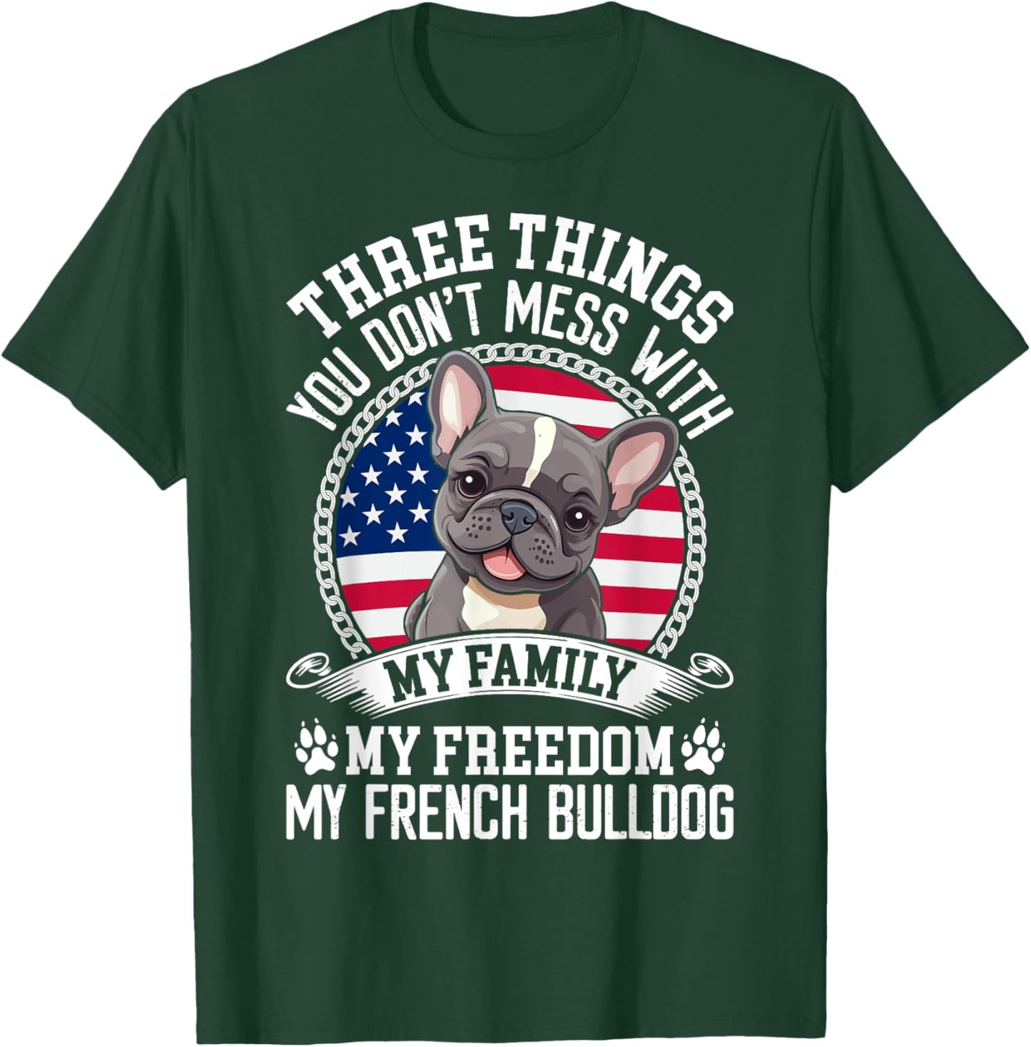 Patriotic French Bulldog American Flag Dog Paw 4th Of July Men Women Kids T-Shirt - T-Shirt | Forest