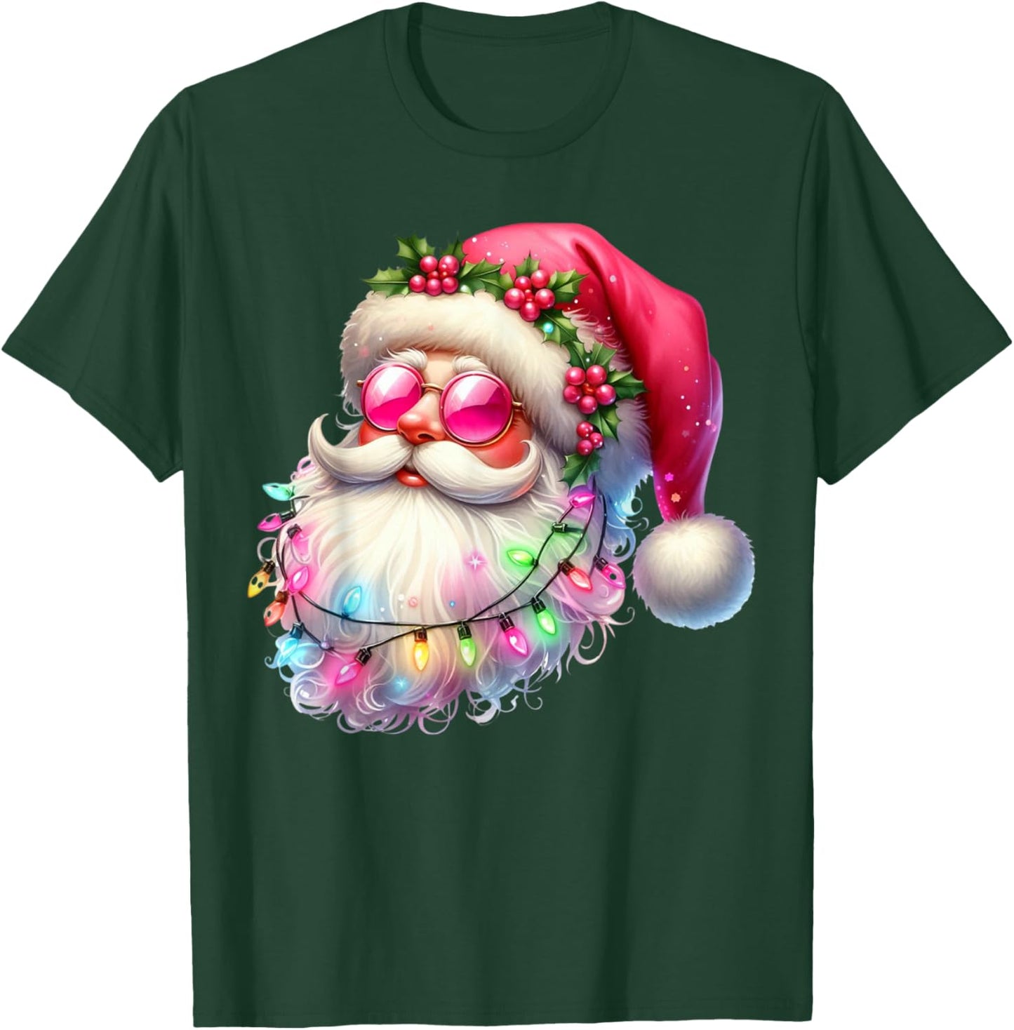 Santa Claus Pink Christmas Face Old Xmas Vintage Pink Santa T-Shirt - T-Shirt | Forest