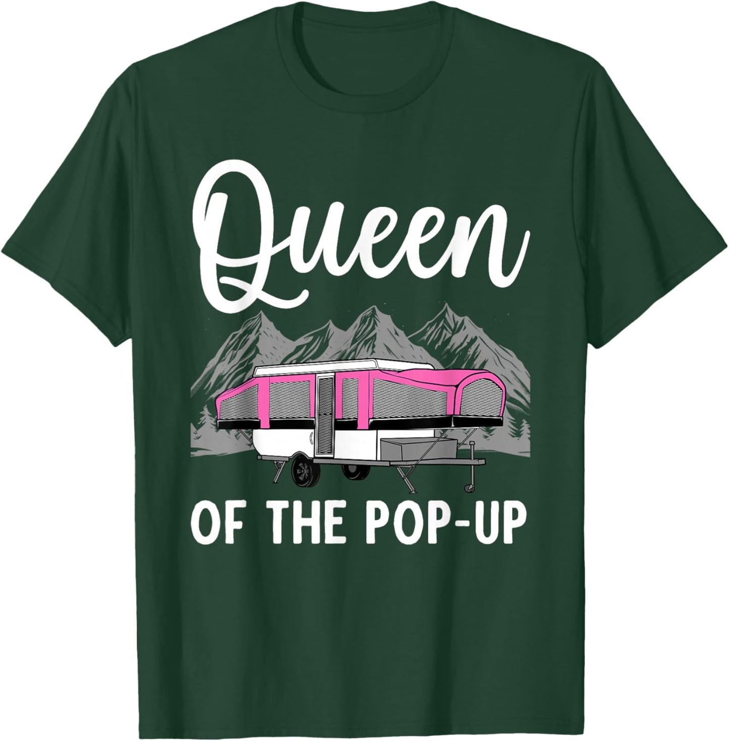 Pop Up Camper Art Girls Pop Up Trailer Camping T-Shirt - T-Shirt | Forest