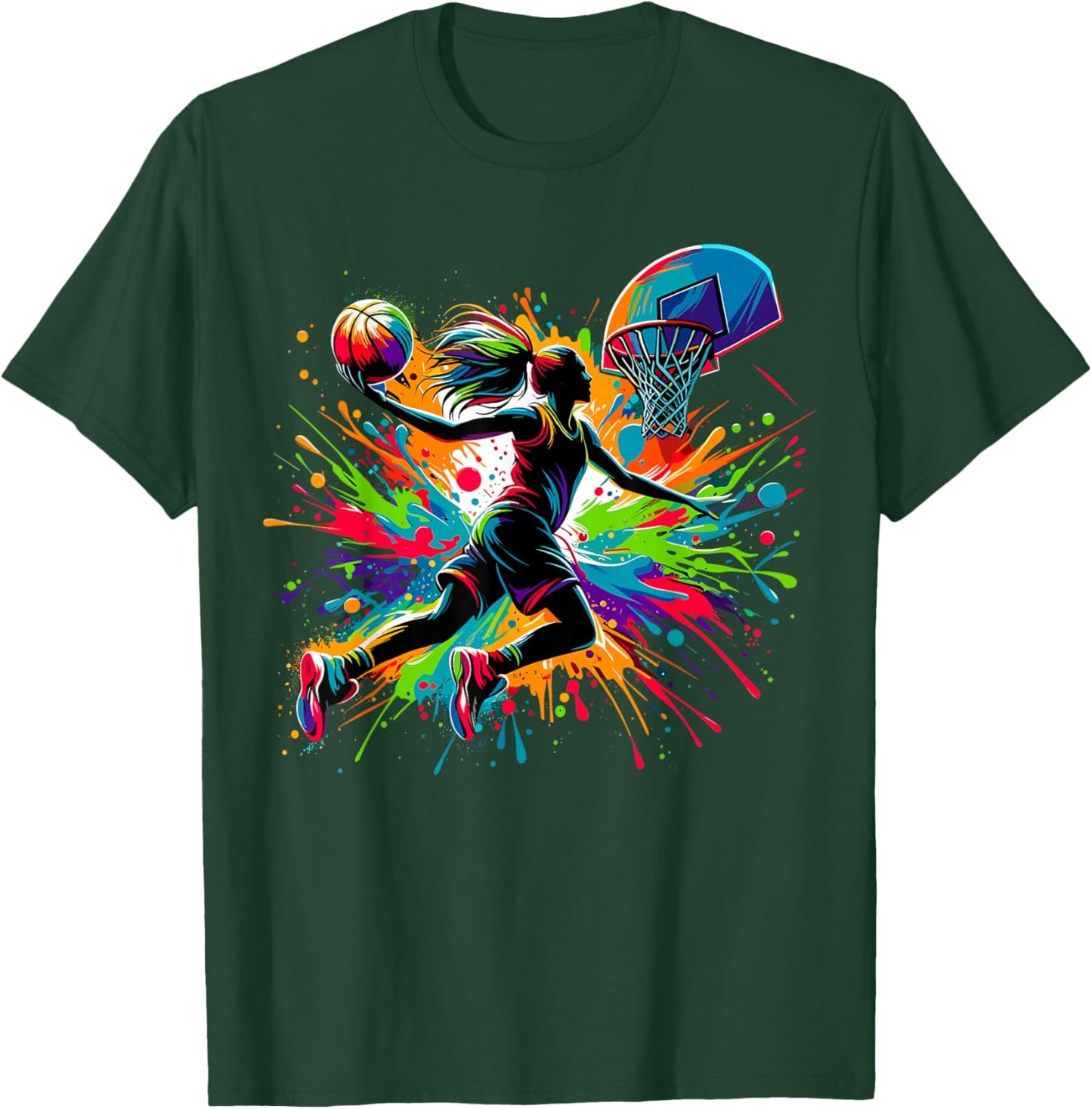 Basketball Girl Graffiti Colourful T-Shirt - T-Shirt | Forest