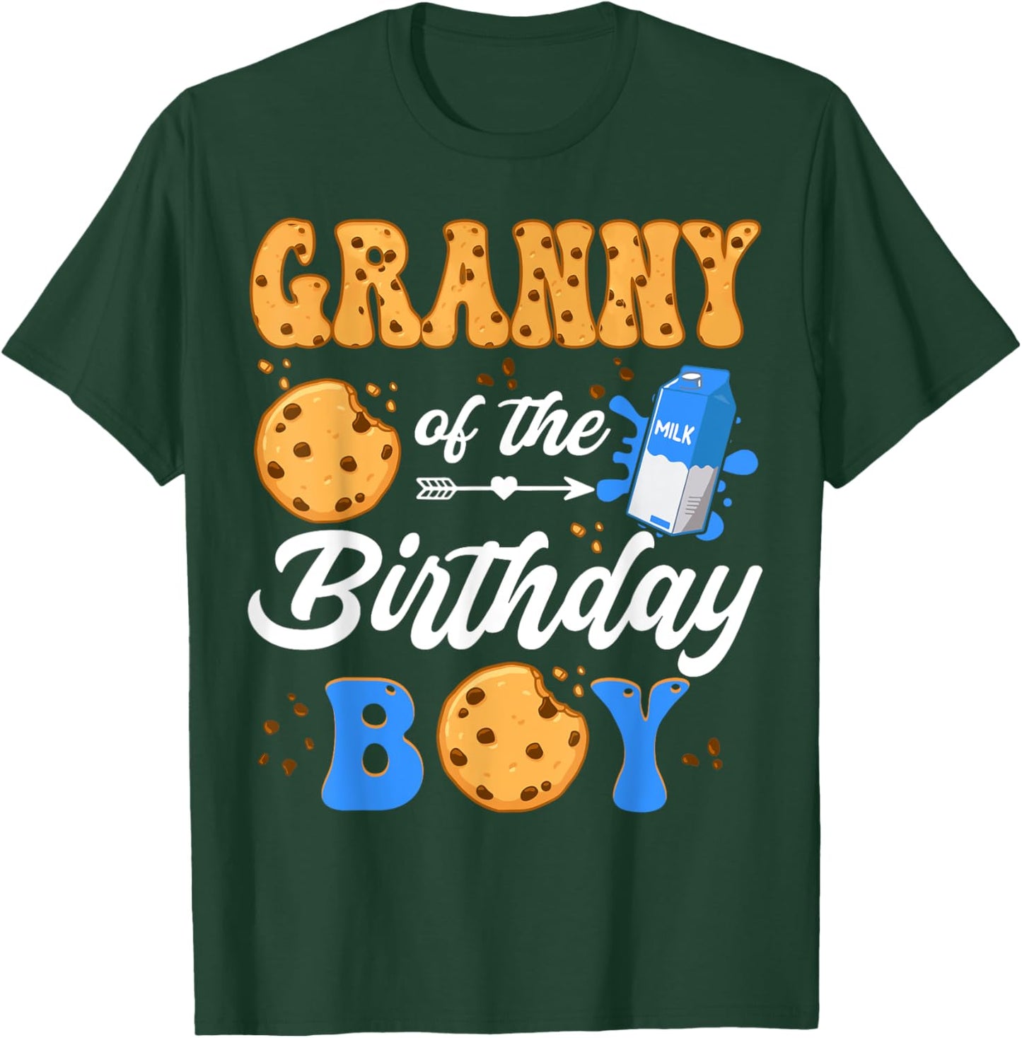 Granny Of The Birthday Boy Milk And Cookies 1St Birthday T-Shirt - T-Shirt | Forest