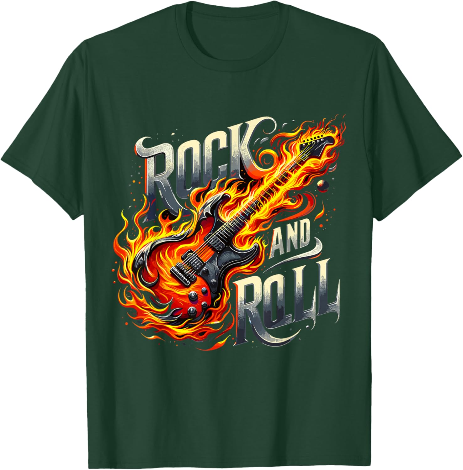 Rock and Roll Electric Guitar Band Guitarist Lets Rock T-Shirt - T-Shirt | Forest