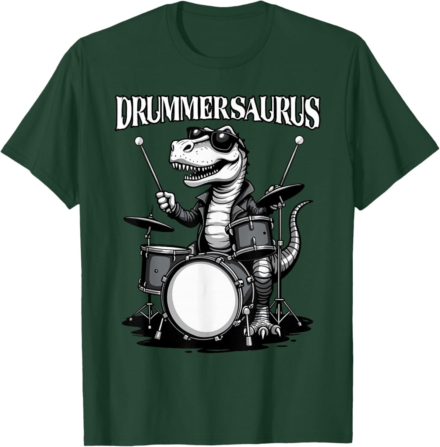 Drummer Men, Drums | Funny Dinosaur, Musician, Drummersaurus T-Shirt - T-Shirt | Forest