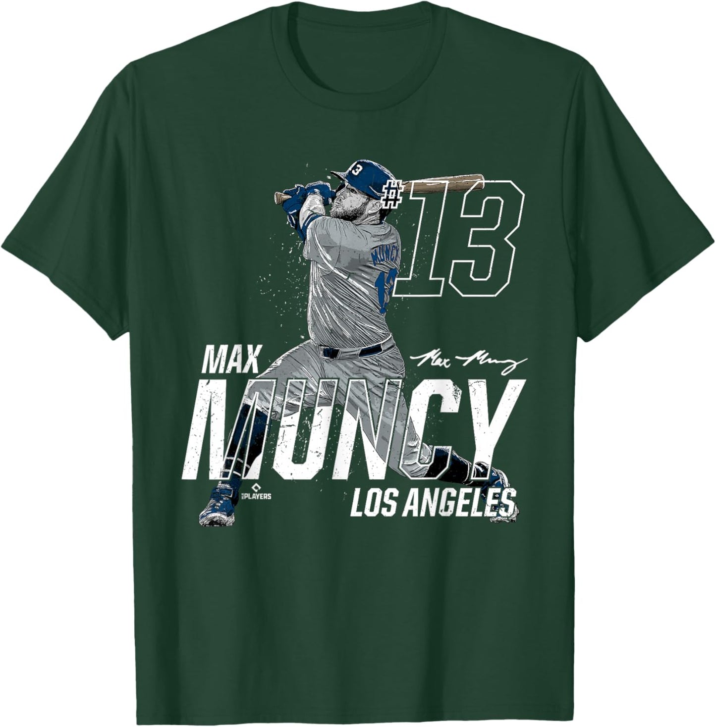 Dynamic Pose Max Muncy Los Angeles Baseball MLBPA T-Shirt - T-Shirt | Forest