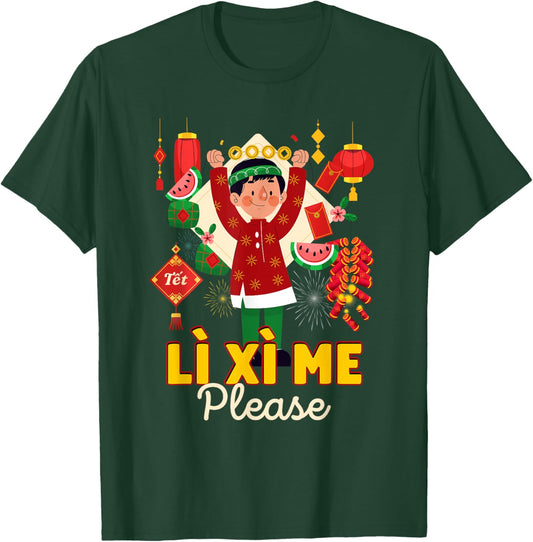 Happy Tet Chuc Mung Nam Moi 2025 Li Xi Me Please Kids Boys T-Shirt - T-Shirt | Forest