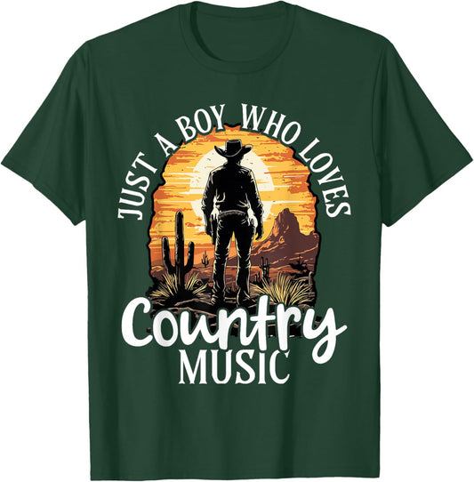 Just a Boy Who Loves Country Music T-Shirt - T-Shirt | Forest