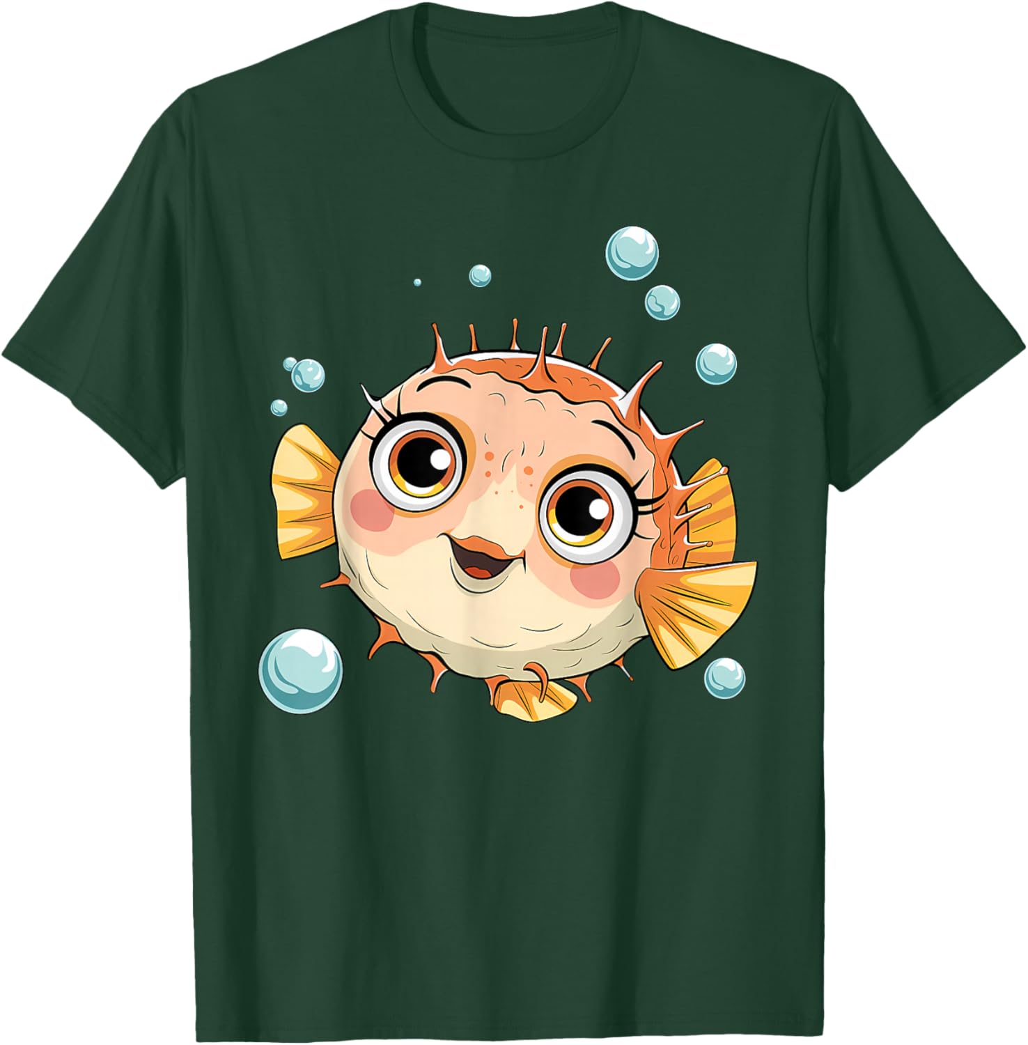 Puffer Fish Blowfish Bubbles T-Shirt - T-Shirt | Forest