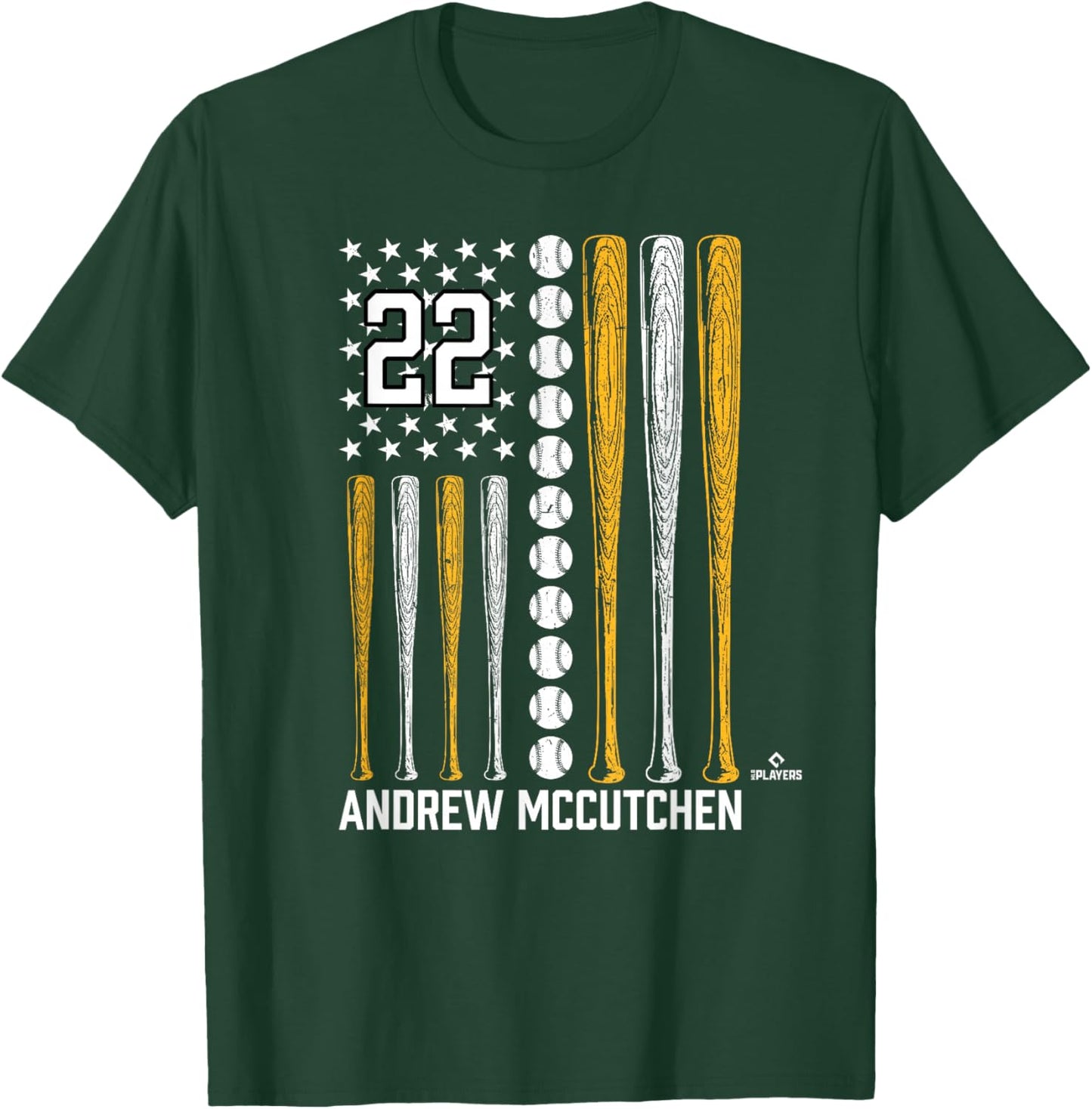 Baseball American Flag Andrew McCutchen Pittsburgh Baseball T-Shirt - T-Shirt | Forest