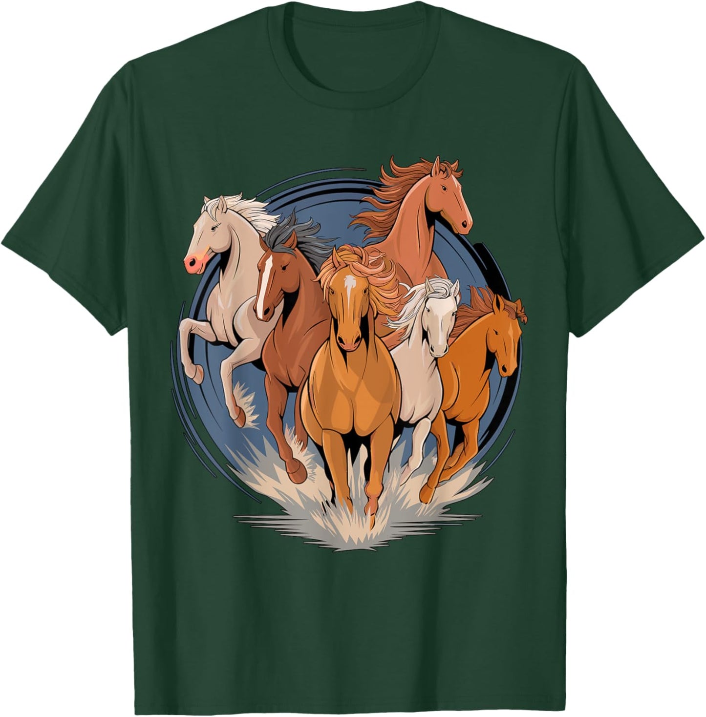 Magical and Funny Horse lover Gifts -Child Classic Fit Black Cartoon Animal-Print T-Shirt - T-Shirt | Forest