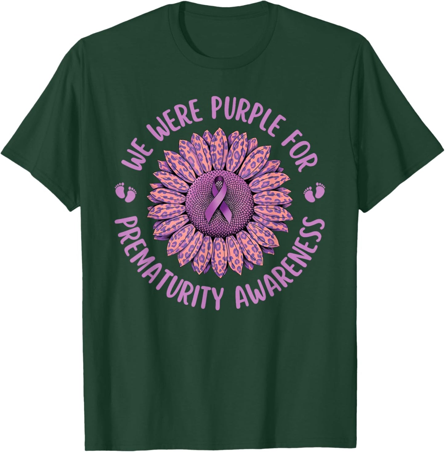 Sunflower Preemie We Were Purple For Prematurity Awareness T-Shirt - T-Shirt | Forest