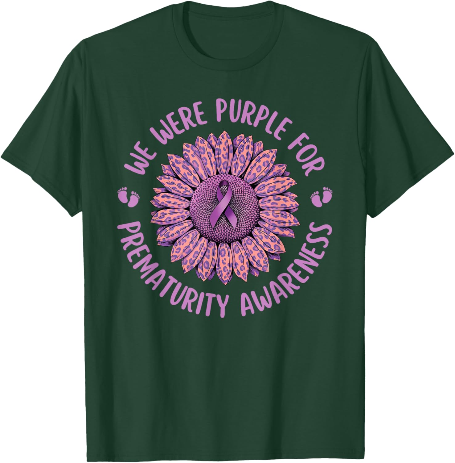 Sunflower Preemie We Were Purple For Prematurity Awareness T-Shirt - T-Shirt | Forest
