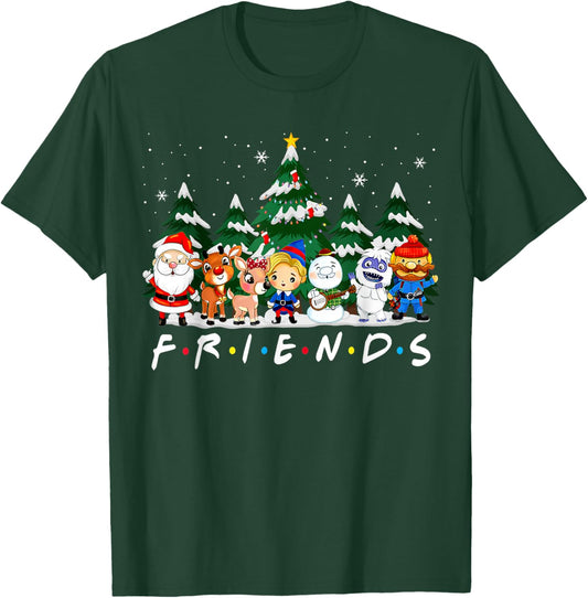 Friends Christmas Santa Rudolph Snowman Family Pajama Xmas T-Shirt - T-Shirt | Forest