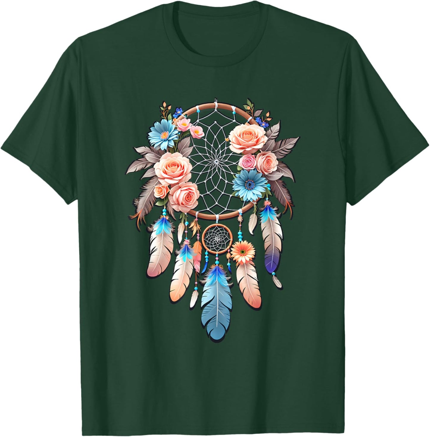 Boho Dream Catcher Native American Indian Indigenous Women T-Shirt - T-Shirt | Forest