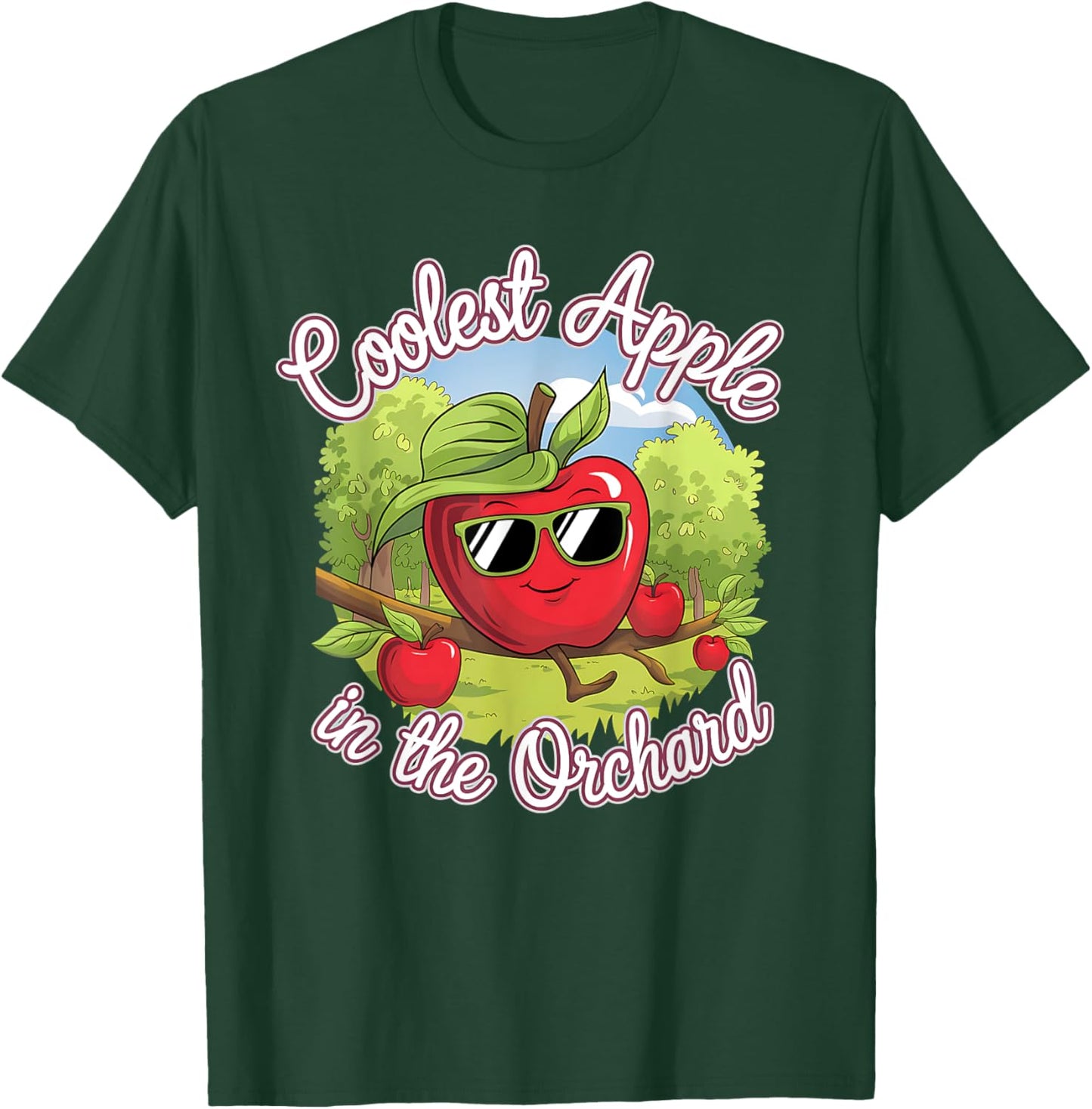 Retro Coolest Apple in the Orchard | Apple Picking Season T-Shirt - T-Shirt | Forest