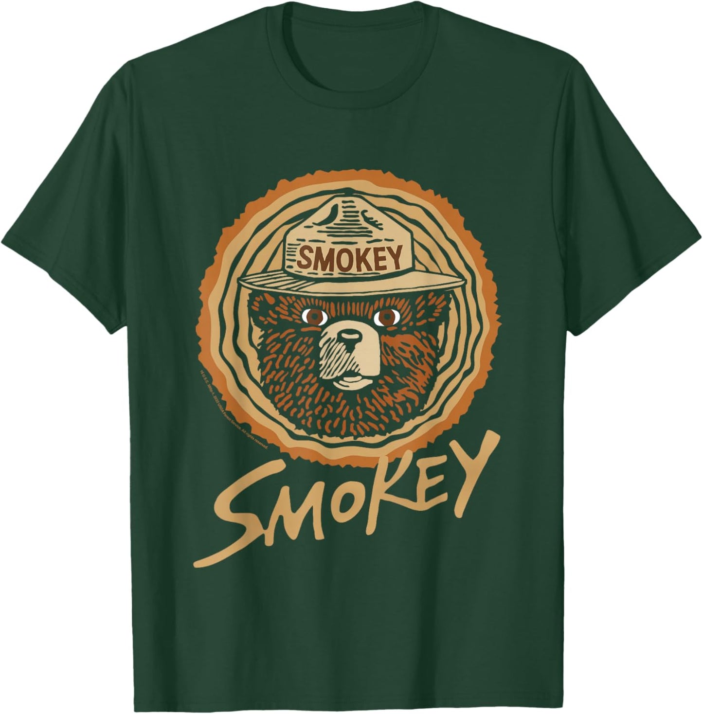 Smokey Bear Vintage Wood Cut Bear Face T-Shirt - T-Shirt | Forest