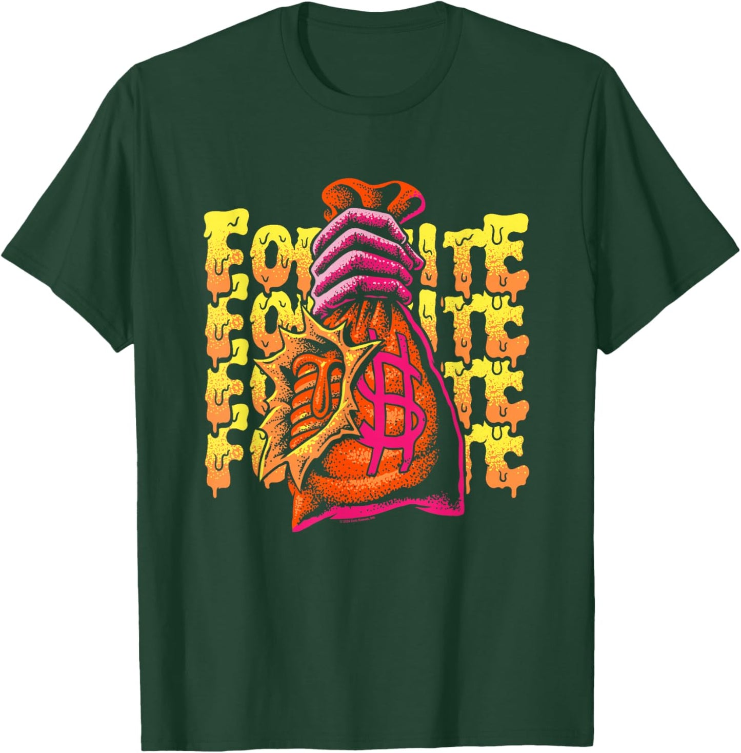 Fortnite Mancake Melting Distressed Big Chest Poster T-Shirt - T-Shirt | Forest