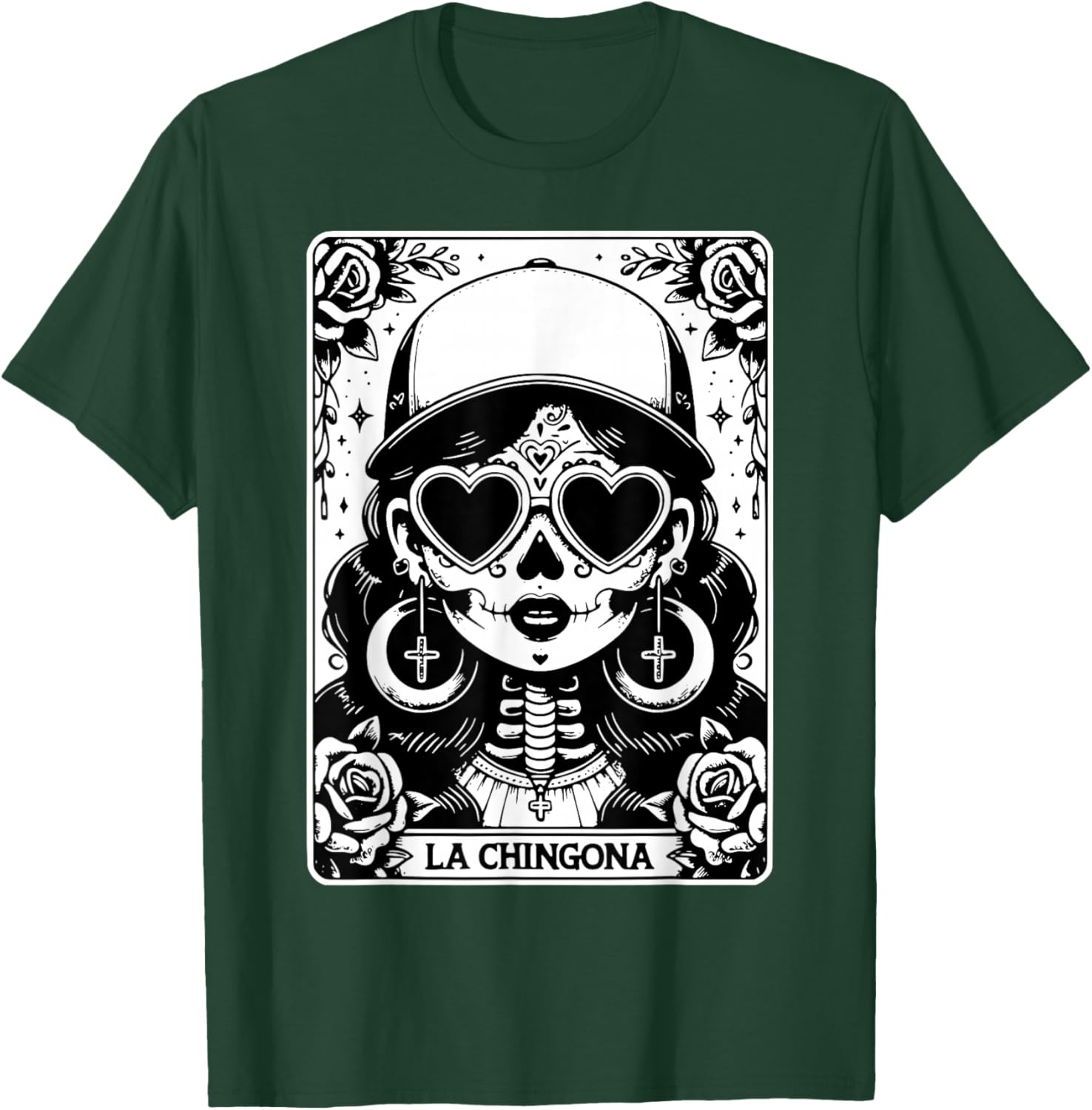 Retro La Chingona Tarot Card Mexican Skeleton Women T-Shirt - T-Shirt | Forest