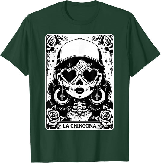 Retro La Chingona Tarot Card Mexican Skeleton Women T-Shirt - T-Shirt | Forest