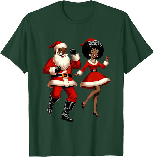 African Santa Mrs Claus Dancing African American Christmas T-Shirt - T-Shirt | Forest