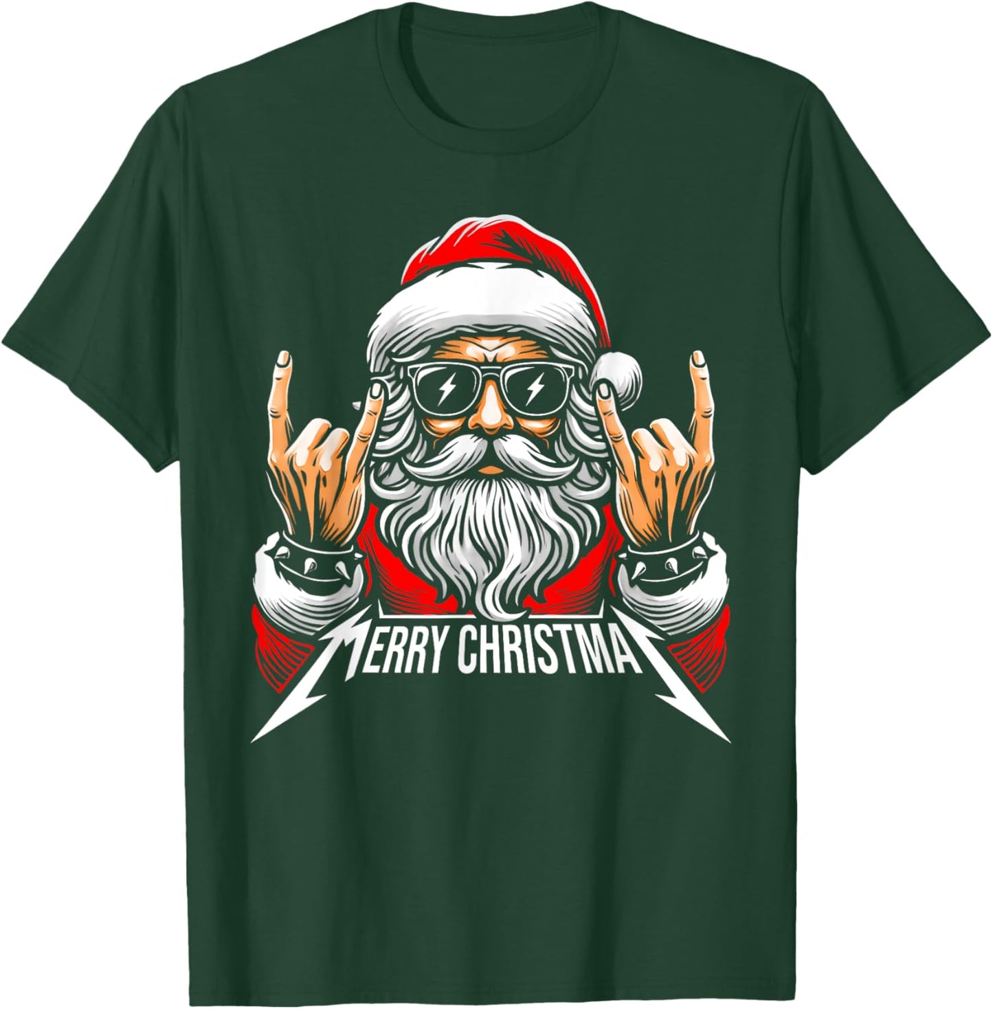 Merry Christmas Red Santa Face Hat Xmas Match Family Funny T-Shirt - T-Shirt | Forest