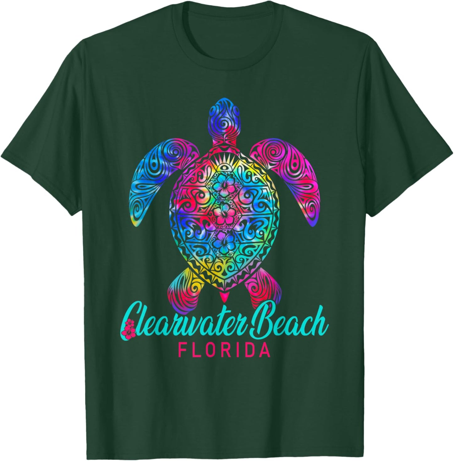 Clearwater Beach Florida Tribal Tie Dye Sea Turtle T-Shirt - T-Shirt | Forest