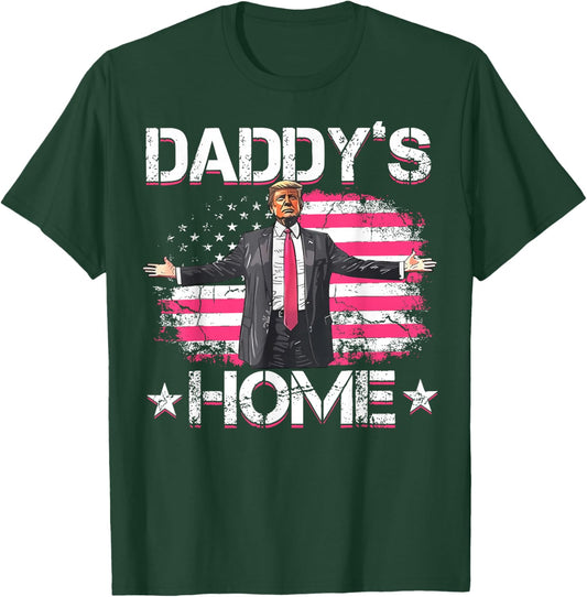 American Flag Daddy's Home Trump 2024 Patriotic T-Shirt - T-Shirt | Forest