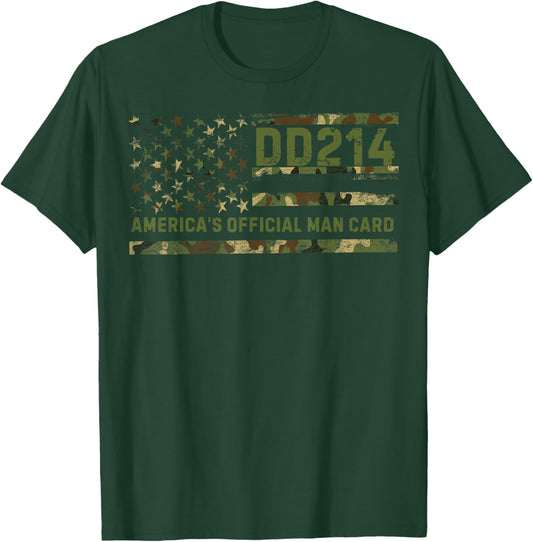 DD214 America’s Official Man Card Patriotic Veteran T-Shirt - T-Shirt | Forest