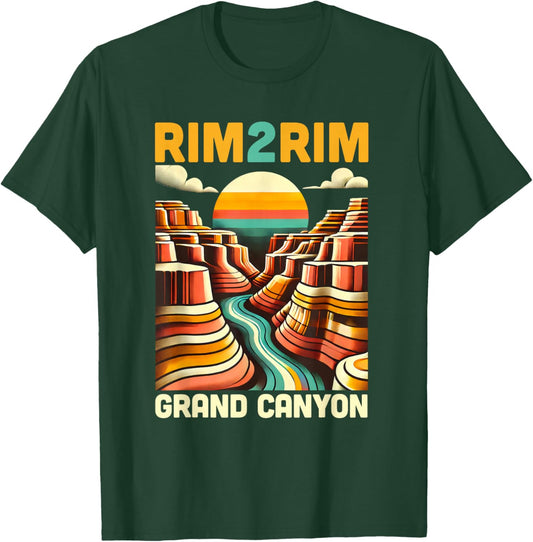 Vintage Rim 2 Rim Grand Canyon Trail Run, R2R2R Run Hiking T-Shirt - T-Shirt | Forest