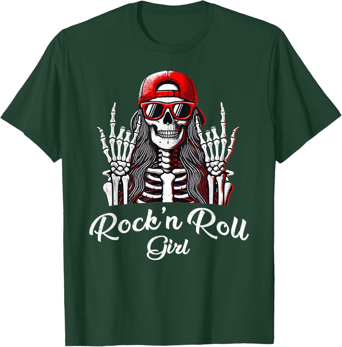 Rock'n Roll Girl, Skeleton Rocker Cool Punk Rock, Rock Music T-Shirt - T-Shirt | Forest