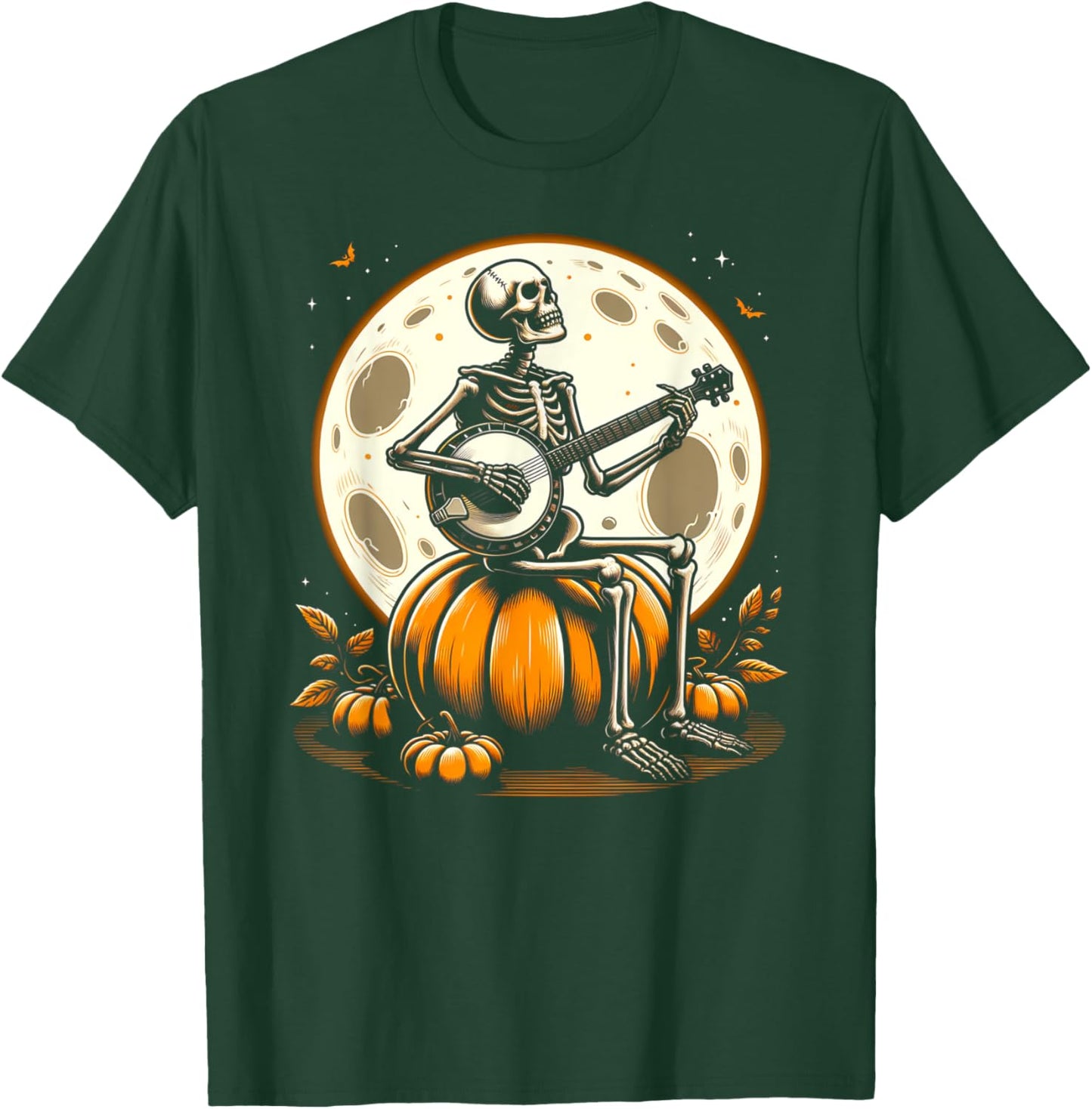 Funny Skeleton Playing Banjo Halloween Costume Men Women T-Shirt - T-Shirt | Forest