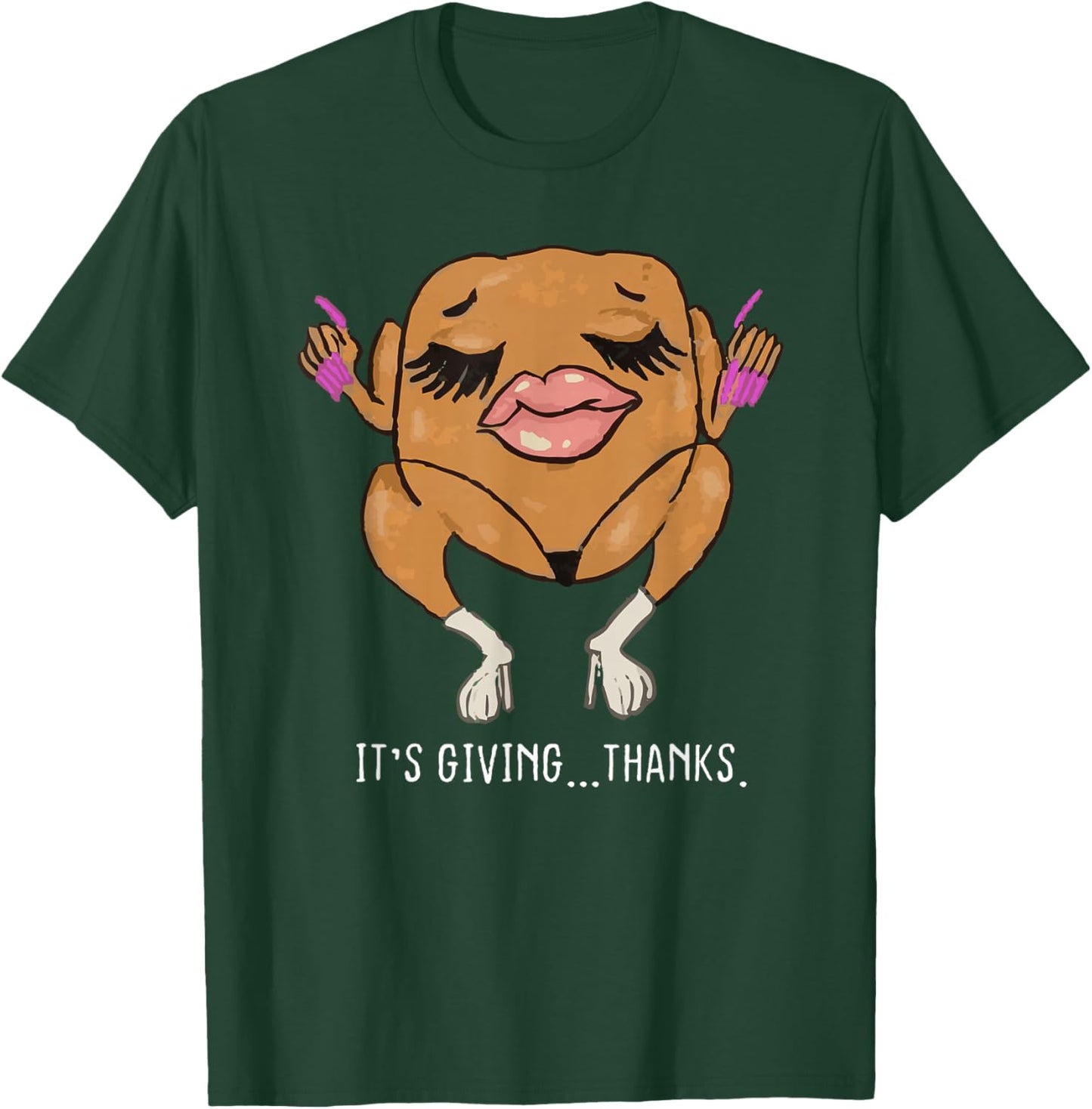 It’s Giving Thanks Turkey Funny Thanksgiving Meme T-Shirt - T-Shirt | Forest