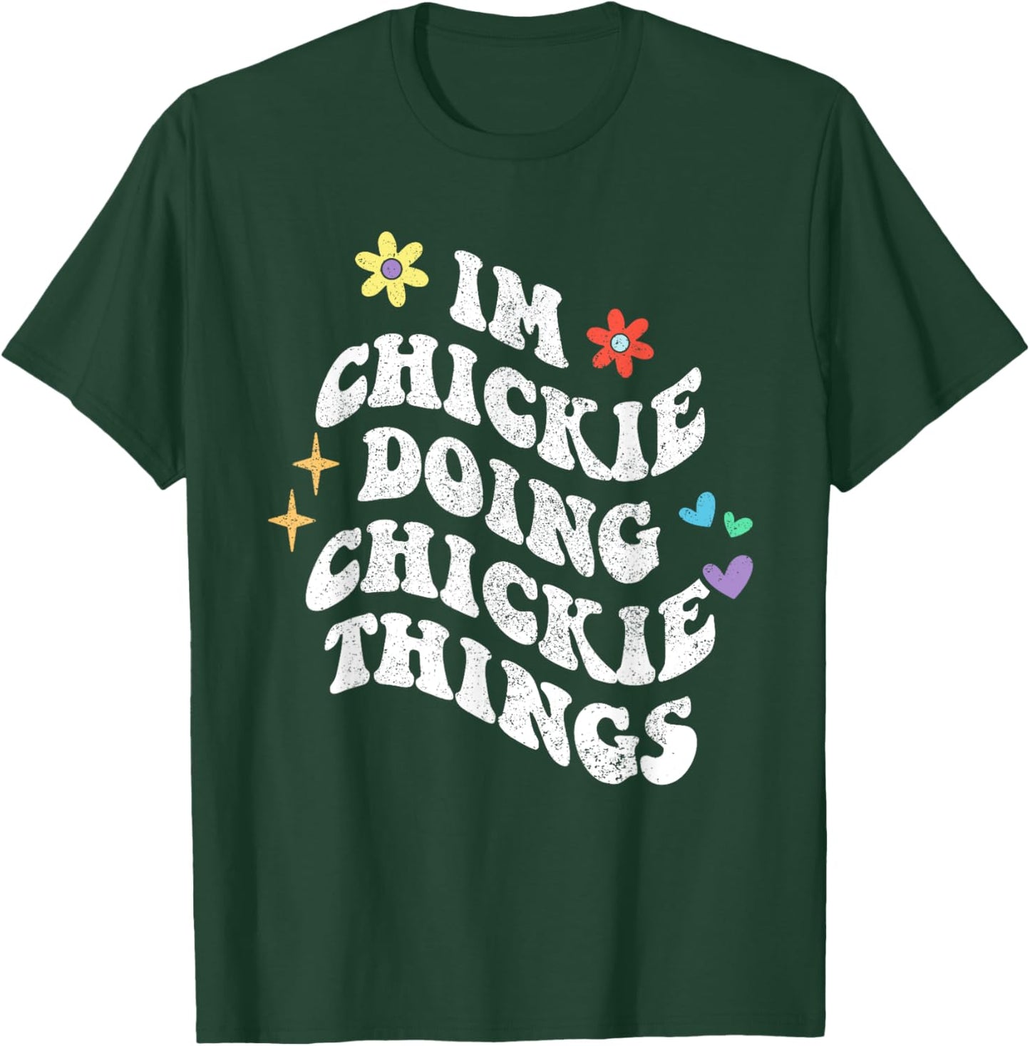 Personalized Name Mothers Day outfit Black Retro Groovy Im Chickie Doing Chickie Things Funny Mother's T-Shirt - T-Shirt | Forest